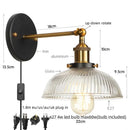 Axyaa Glass Industrial LED Wall Sconce Pull Chain Switch Vintage Bedside Lamp