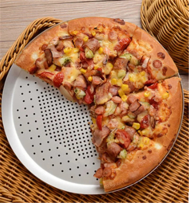 Axya Nonstick Pizza Baking Pan Tray - Black Metal Pizza Screen for Perfect Pizza