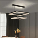 Axyaa Modern Minimalist Square LED Pendant Light Dimmable Chandelier for Living Room & Bedroom