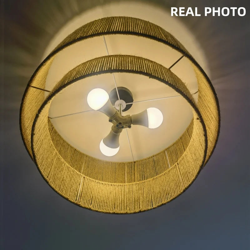 Axyaa Retro Hemp Rope Pendant Lights for Dining Room & Restaurant