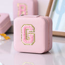 Axyaa Sequin Letter Jewelry Box with Mirror - Cute Portable Organizer Gift