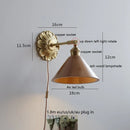 Axyaa LED Wall Sconce Light Switch Walnut Ash Wood Copper Arm Bedroom Living Room