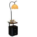 Axyaa Wooden Storage Rack Integrated Floor Lamps LED for Bedside Table Living Room