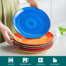 Axyaa Handpainted Rustic Multicolour 10.4" Dinner Plate Set - 6/12 Pieces