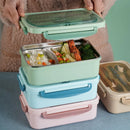 Axyaa 3-Compartment Lunch Box with Utensils, Leak-Proof & Durable Plastic Containers