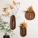 Axyaa Geometric Wooden Vase Walnut Wood Wall-mounted Flower Arrangement & Hydroponics