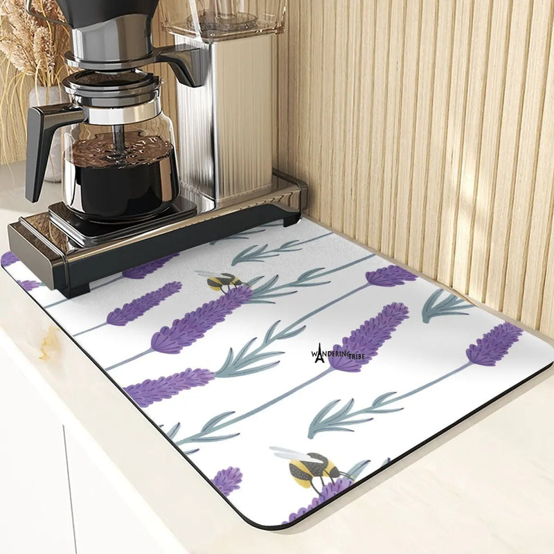 Axyaa Leaf Print Coasters & Drying Mat Set for Kitchen Essentials