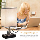 Axyaa Pull Chain Table Lamp with Phone Stands and Built-In Outlet