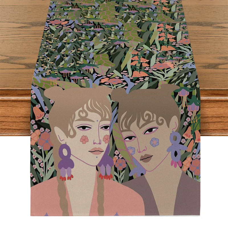 Axyaa Tropical Flowers Table Runner: Kitchen & Holiday Party Decor