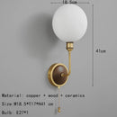 Axyaa Gold Brass Wall Light With Wood Sconce, E27 Bulb, White Ceramics