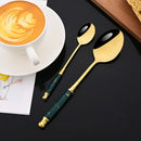 Axyaa Green Gold Stainless Steel Cutlery Set Dinnerware Flatware Silverware