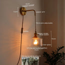 Axyaa Vintage Green Glass Copper Wall Lights with LED and Pull Chain Switch