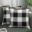 Axyaa Plush Check Pillow Covers Set Cream White for Bed & Sofa