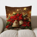 Axyaa Christmas Poinsettias Bells Candle Pillow Cover Pattern Cushion Cover Sofa Bedroom Car