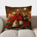 Axyaa Christmas Poinsettias Bells Candle Pillow Cover Pattern Cushion Cover Sofa Bedroom Car
