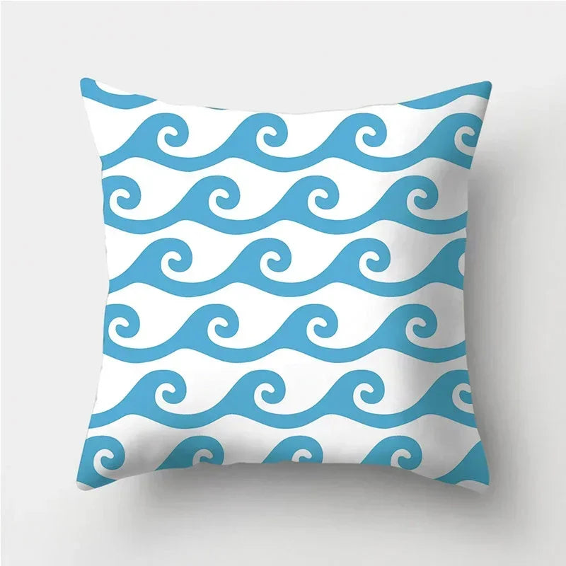 Axyaa Blue Geometric Pattern Cushion Cover for Living Room Sofa Decoration