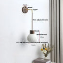Axyaa White Ceramic LED Wall Lamp with Pull Chain Switch