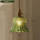 Axyaa Green Glass Pendant Lamp: Retro Nordic Luxury LED Chandelier for Home Decor