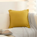 Axyaa Fringed Tassels Cotton Pillow Cover - White Mustard, 45x45cm 30x50cm