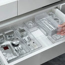 Axyaa Desk Drawer Organizers: Clear Plastic Bathroom Makeup Kitchen Storage Bins