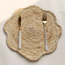 Axyaa Corn Husk Placemat Straw Woven Table Mat Curved Stitch Decorative Insulation