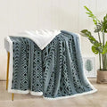 Axyaa Geometric Jacquard Throw Blanket: Double-Sided Soft Coral Fleece Bed Cover