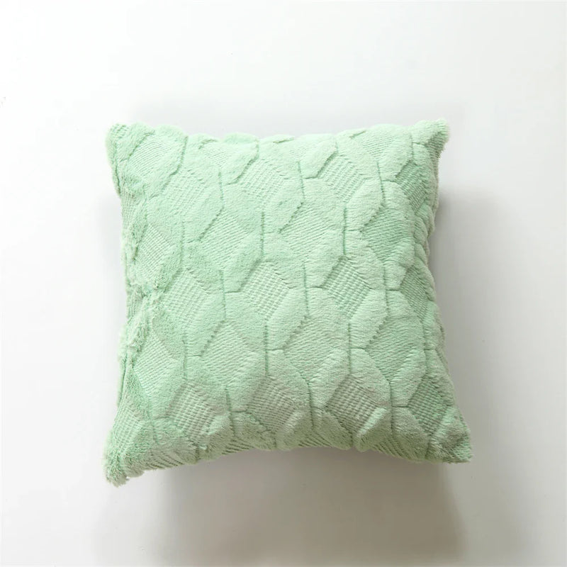 Geometric Plush Pillow Cover for Sofa, Nordic Home Decor by Axyaa