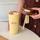 Axyaa Ceramic Thermal Coffee Tumbler with Straw - Luxury Tea Thermos Bottle