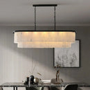 Black Alabaster LED Chandelier by Axyaa - Stylish Lighting for Living & Dining Room