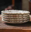 Axyaa Retro Style Steak Plate with Irregular Lotus Leaf Design, Creative Ceramic Dessert Dish