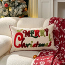 Axyaa Red Green Embroidered Snowflake Pillowcase 30x50/45x45cm