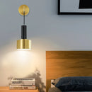 Axyaa LED Wall Lamp Gold Black Pipe Acrylic Shade for Bedroom Study Room