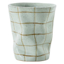 Axyaa Irregular Side Cup in Blue Green Brown Grid Pattern Ceramic - 270ml