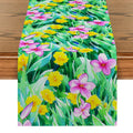 Watercolor Flowers Rabbit Table Runner | Axyaa Kitchen Dining Wedding Decor
