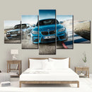 Axyaa Blue Sport Car Canvas Wall Art Set