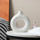 Axyaa Ceramic Donut Shape Vase - Single Flowerpot for Home Decoration