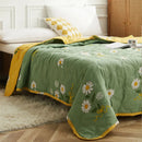 Axyaa Daisy Print Quilted Summer Quilt Set - Soft, Breathable, Washable, Comfortable