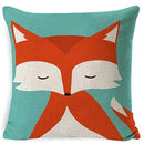 Axyaa Linen Fox Sofa Cushion Cover 50x50 Square Home Décor Pillowcase