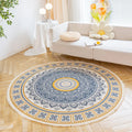 Axyaa Round Boho Cotton Linen Rug with Tassel Detail