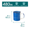 Axyaa 6-Piece Mix-Blue Ceramic Mug Set Spirals Design, 480ml Tea Coffee Drinkware