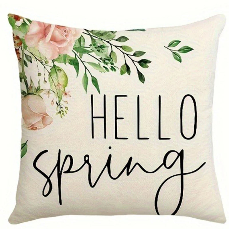 Axyaa Floral Green Plaid Striped Pattern Sofa Cushion Cover 45x45cm