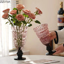 Axyaa Relief Glass Vase: Elegant Hydroponic Plant Pot for Stylish Floral Arrangements