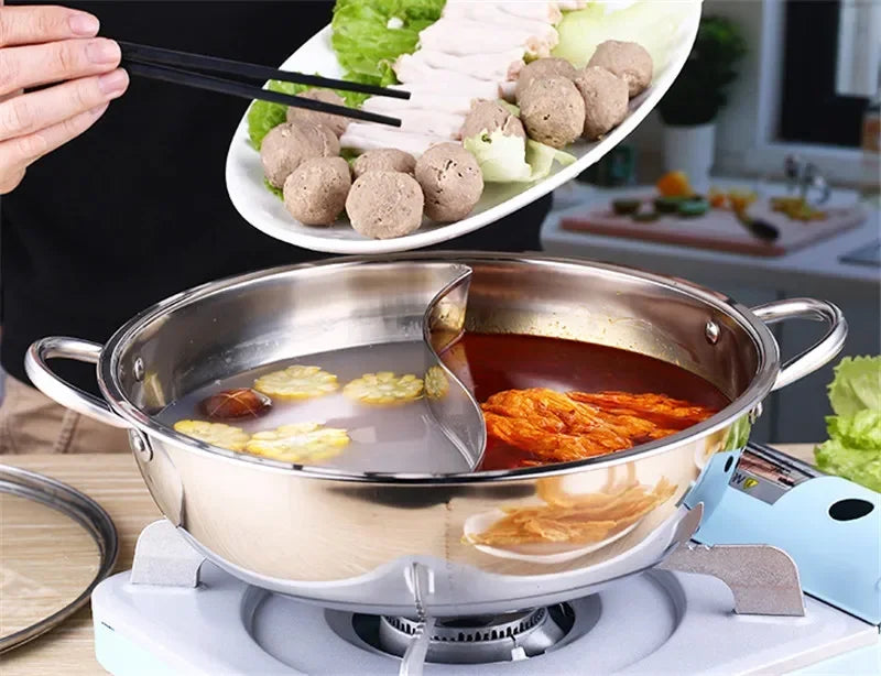 Axya 2-Lattice Stainless Steel Hot Pot Twin Cookware for Induction Cooker