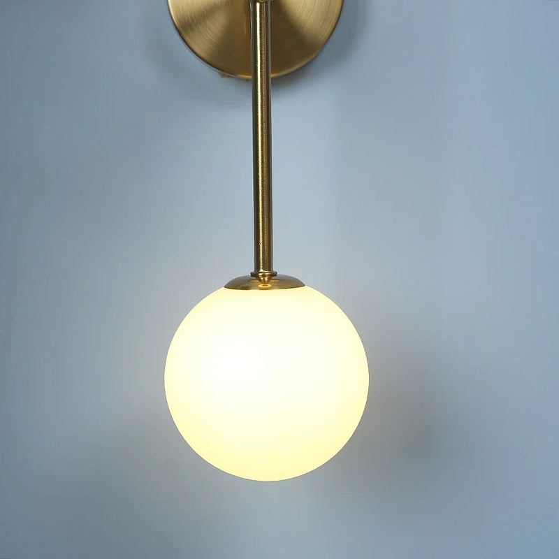 Nordic Glass Ball Gold Wall Sconce by Axyaa