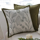 Axyaa Green Floral Throw Pillow Cover - 45X45 Square Cushion for Home Decor