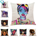 Axyaa African Women Face Print Cushion Cover - 45x45cm Home Decor Pillowcase