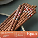 Axyaa Mahogany Wood Chopsticks Set - High-grade, Anti-slip, Anti-mould - 10 Pairs