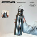 Axyaa Glass Tumbler with Handle and Straw, Heat-resistant Juice/Water Bottle, Scale Design