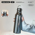 Axyaa Glass Water Bottle with Handle and Straw - Clear, Heat-resistant Tumbler for Juice, Coffee