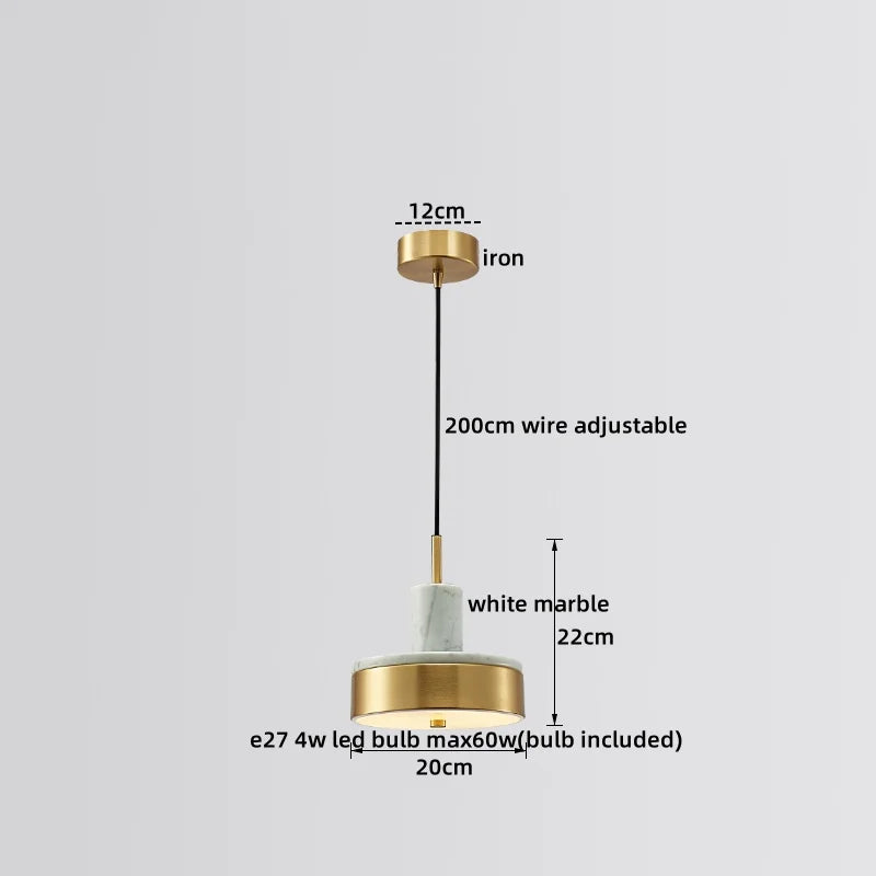Axyaa Modern LED Marble Pendant Lamp for Luxury Home Decor